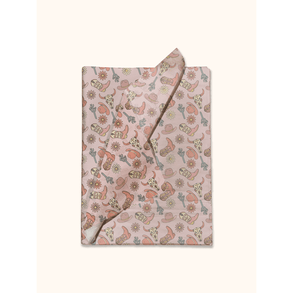 Cowboy Western Printed Tissue Paper - Decorative Tissue for Decoupage - Boots Tissue Paper | 24 Sheets 20" x 30"