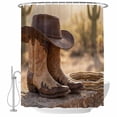 thumbnail image 1 of Cowboy Western Shower Curtain, Waterproof Shower Curtains for Bathroom, Cowboy Hats Boots Desert Cacti Vintage Washable Fabric Bathtub Curtain Set Bath Decor with 12 Hooks Stall 36"x72", 1 of 8