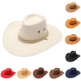 thumbnail image 1 of Cowboy Western Straw Hats - Adult Casual Solid Summer Western Fashion Cowboy Sun Hat Wide Brim Travel Sun Cap,Orange,One Size, 1 of 3
