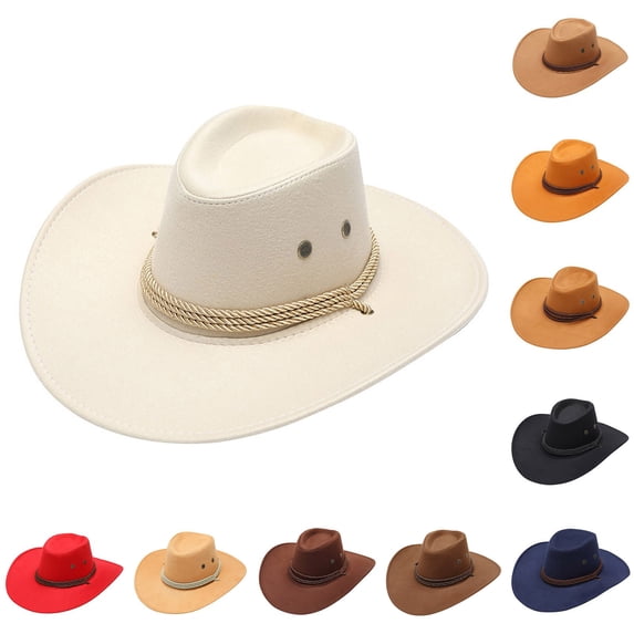 Cowboy Western Straw Hats - Adult Casual Solid Summer Western Fashion Cowboy Sun Hat Wide Brim Travel Sun Cap,Orange,One Size