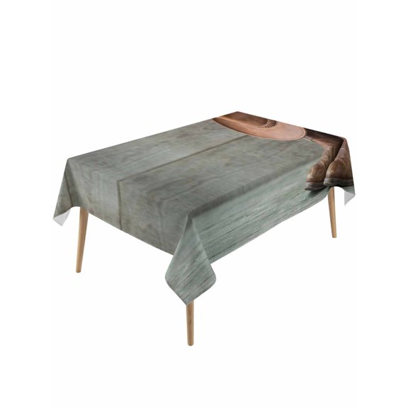 Cowboy Western Table Cloth, Waterproof Tablecloth for Rectangle Tables, Cowboy Hats Boots Grey Wooden Plank Reusable Washable Fabric Table Cover for Restaurant Kitchen Dining Tables 60"x120"