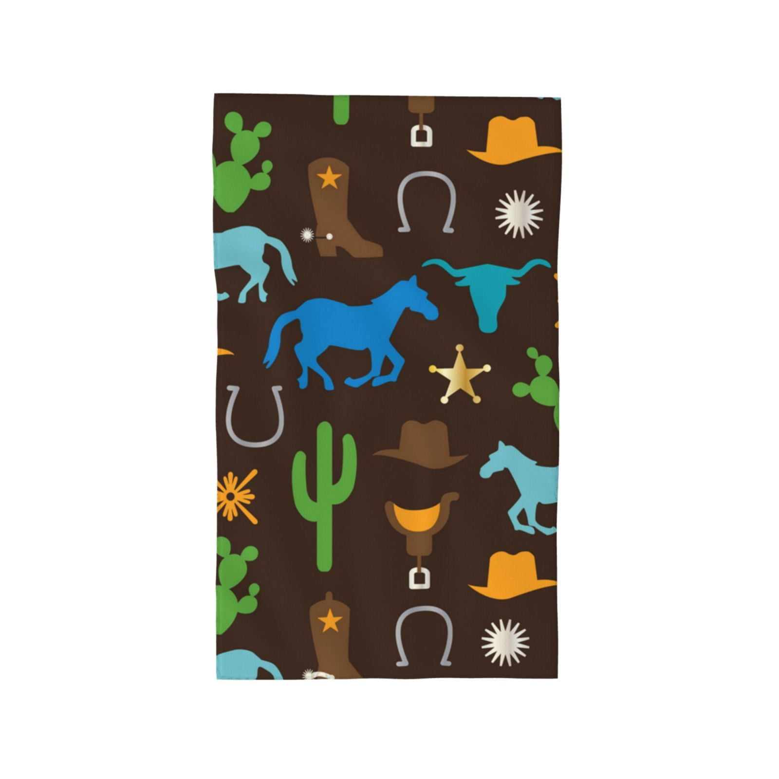Cowboy Western West Horse Cactus 27.5" x 16" Ultra Soft Hand Towel, Face Wash Cloth for Bathroom, Gym, Travel, Pool