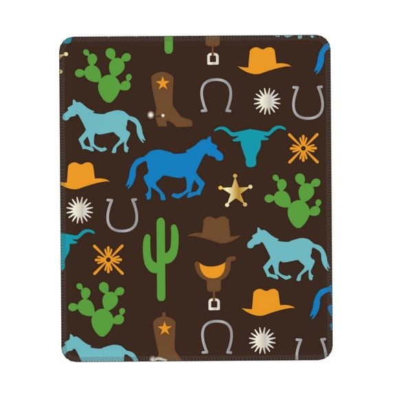 Cowboy Western West Horse Cactus Gaming Mouse Pad 7 x 8.6 in Rectangle Computer Mousepad Mat Non-Slip Rubber Base for Office Laptop PC