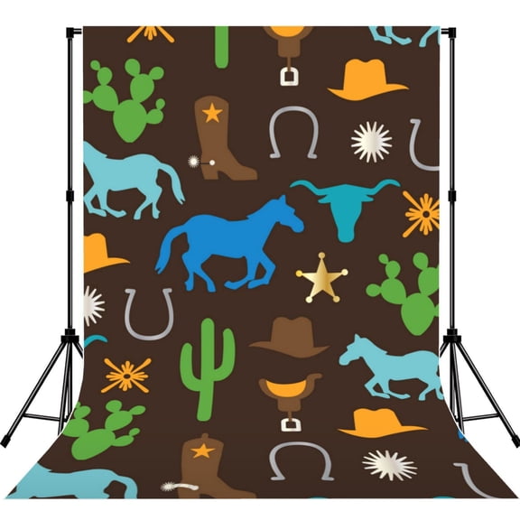 Cowboy Western West Horse Cactus Photography Backdrop 5x7Ft Background for Photo Studio Video Recording Birthday Party Wedding Home Decor