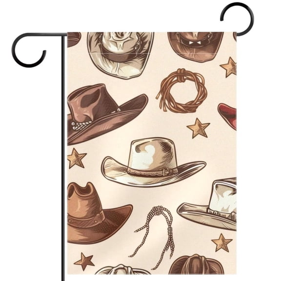 Cowboy Western and Wild West Theme Garden Flag Double Sided House Flag for Outdoor Home, Personalized All Year Round Yard Decor 12 x 18 Inch