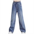 thumbnail image 1 of Cowboy Wide Leg Pants For Girls Winter Warm Pants Cotton Active Jean Jogger Sweatpants Blue A 4-5 Years, 1 of 7