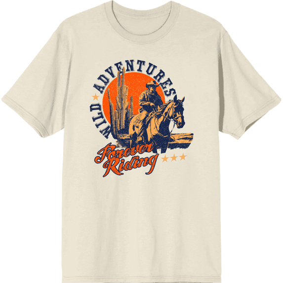 Cowboy Wild Adventures Adult Natural Crew Neck Short Sleeve Tee-XXL