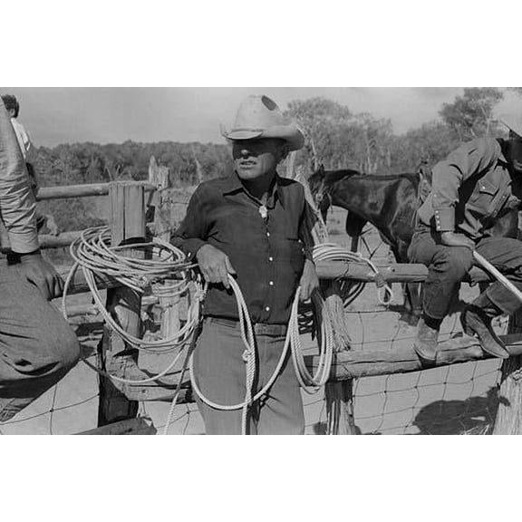 Cowboy at Rodeo-Fine Art Canvas Print (20" x 30")