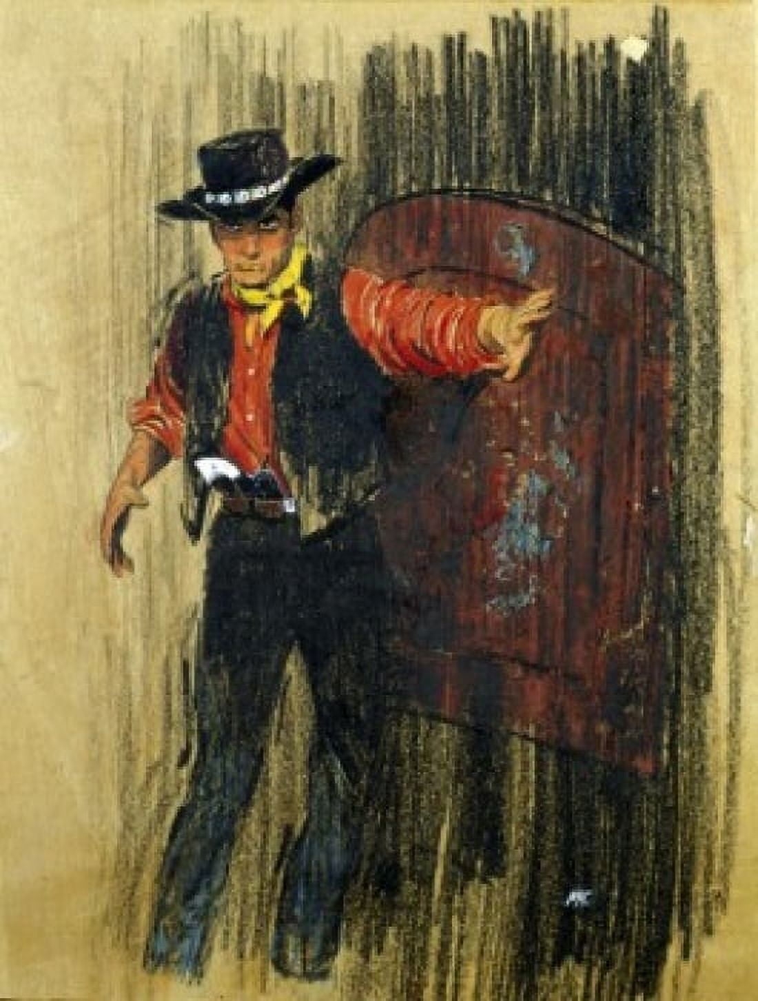 Cowboy entering saloon Canvas Art - (24 x 36)