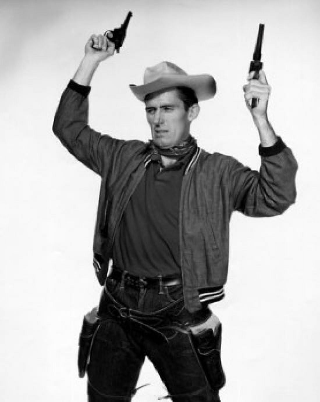 Cowboy holding two pistols Canvas Art - (24 x 36)