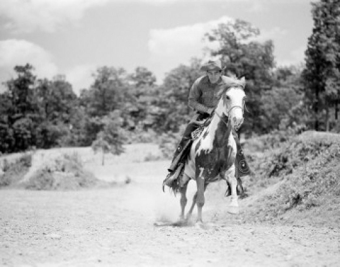 Cowboy horseback riding Canvas Art - (24 x 36)