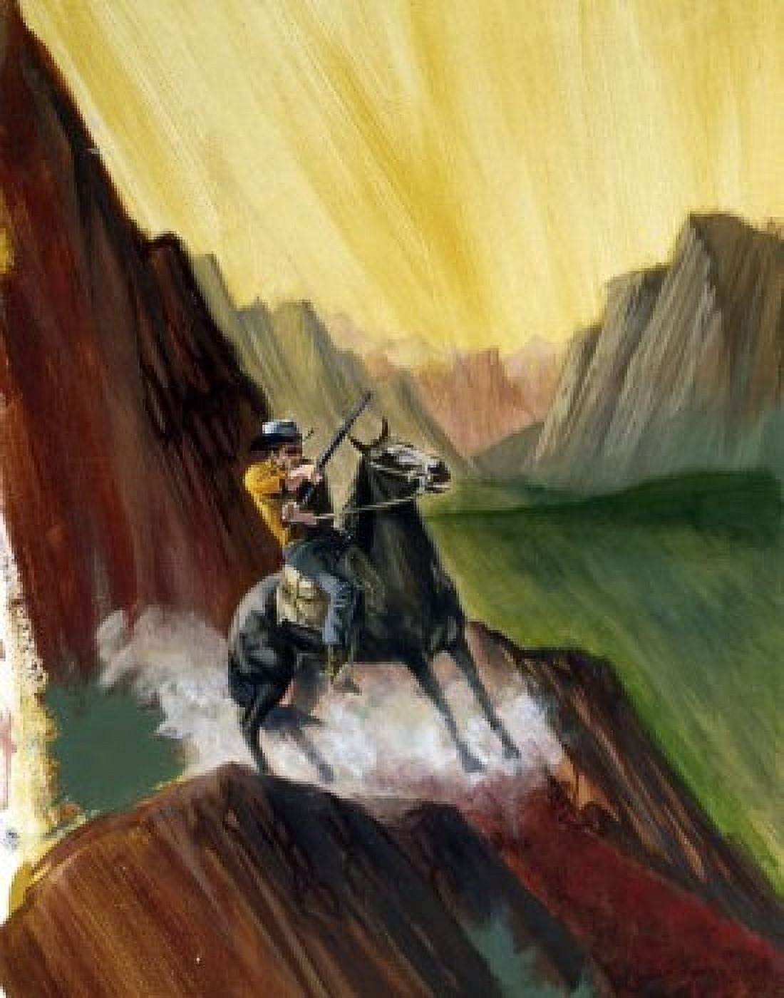 Cowboy on horseback through canyon Canvas Art -  (18 x 24)