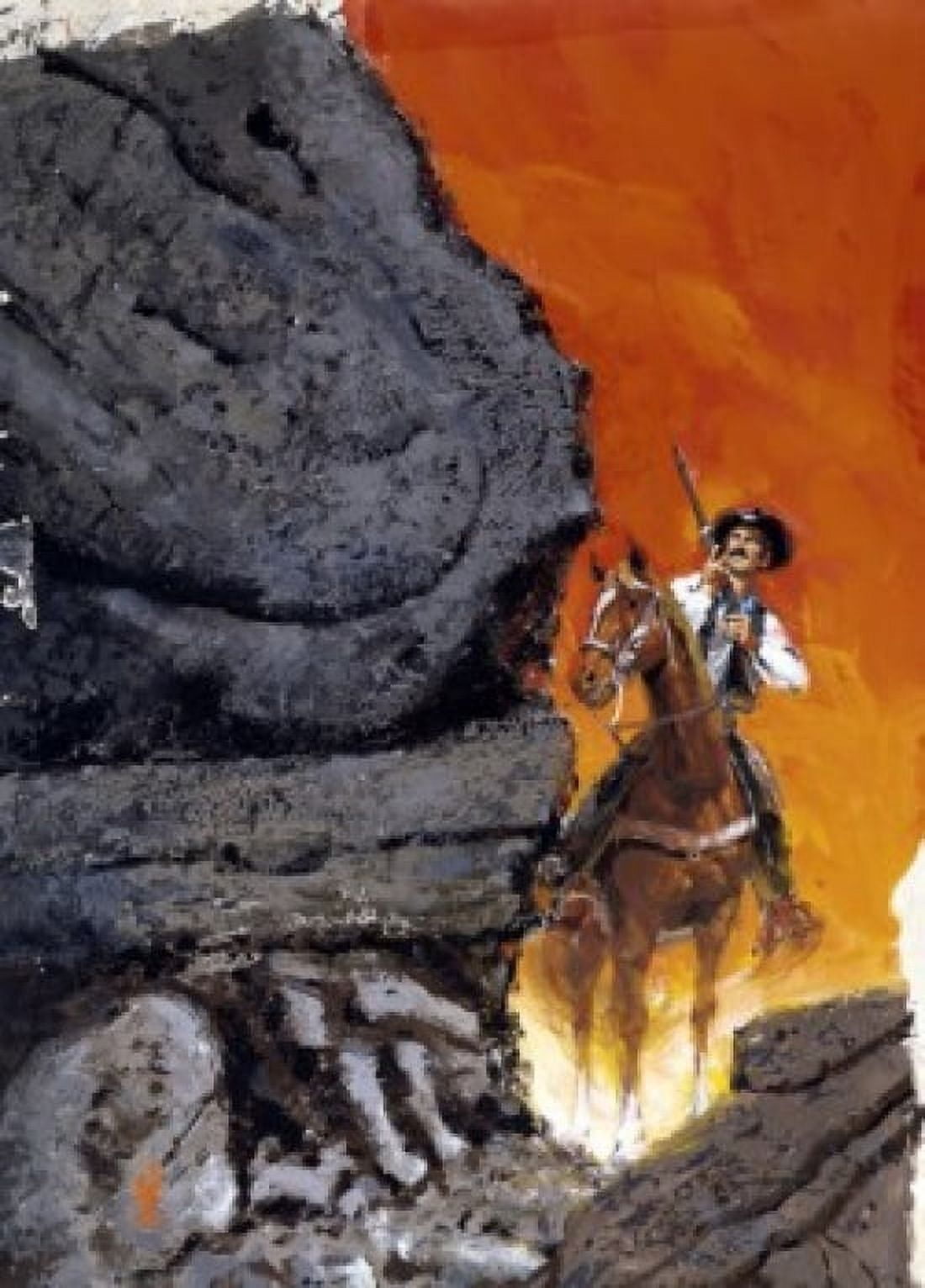 Cowboy on horseback through canyon Canvas Art - (18 x 24)
