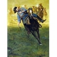 thumbnail image 1 of Cowboy on horseback with enemy chasing Poster Print (24 x 36), 1 of 1
