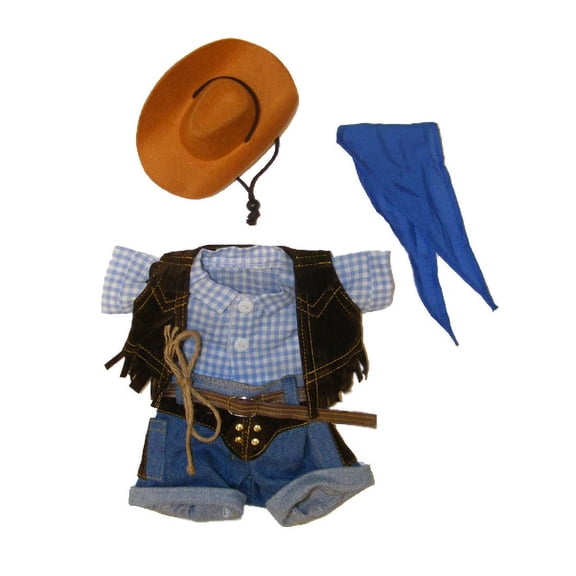 Cowboy with Brown Cowboy Hat for 6"-10" Plush Toys, Doll Western Outfit