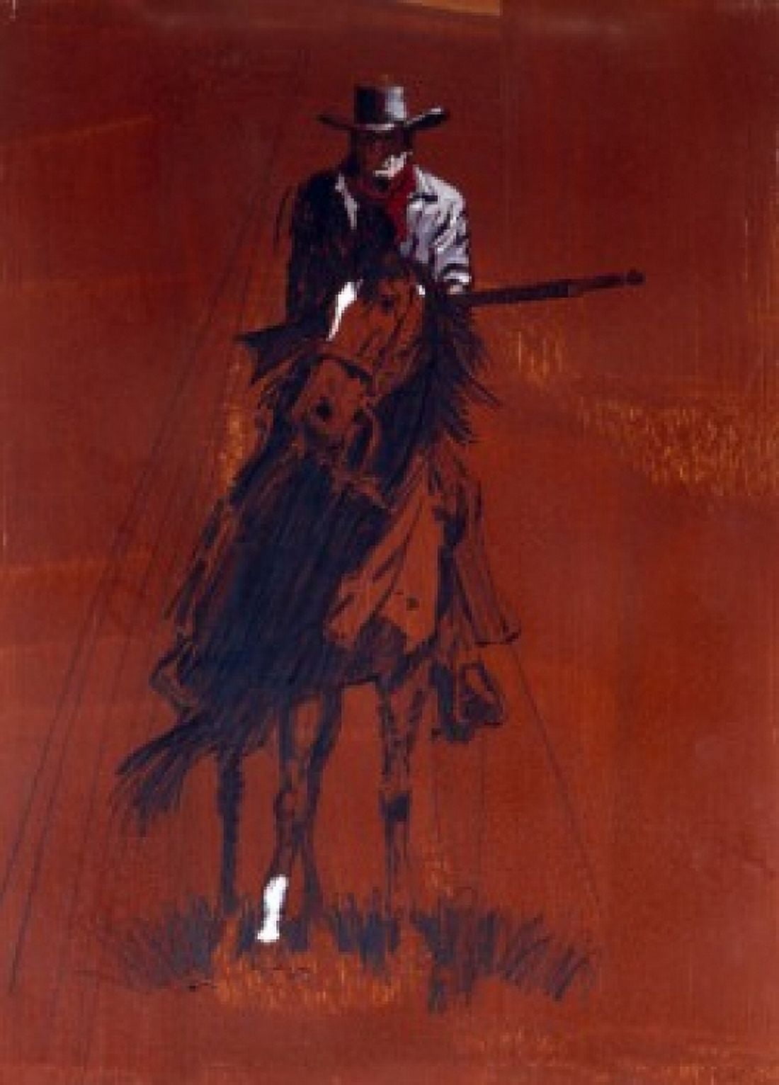 Cowboy with shotgun on horseback Canvas Art - (24 x 36)
