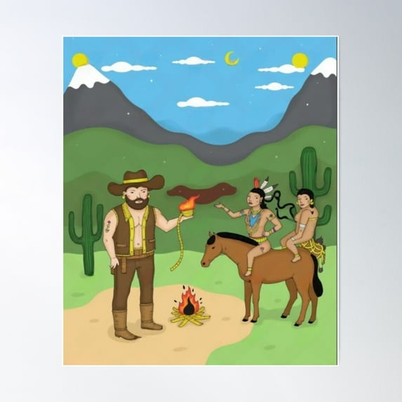 Cowboys And Indians Poster Wall Art, Modern Wall Decor For Living Room Bedroom, 24x36 UNFRAMED