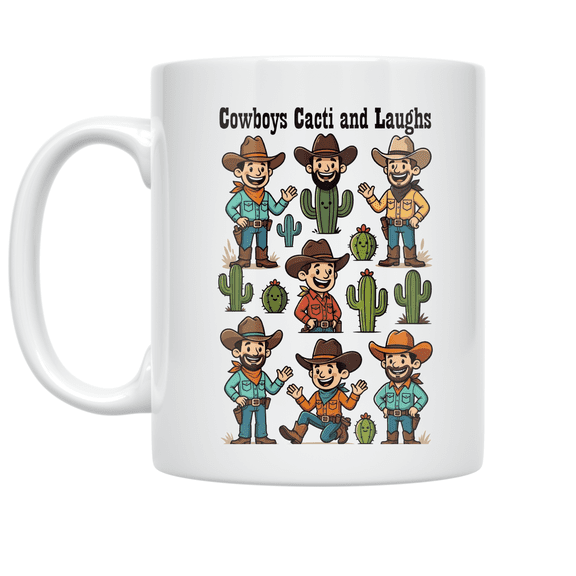 Cowboys Cacti and Laughs - Wild West Humor Enthusiast - 11 oz Ceramic Coffee Mug