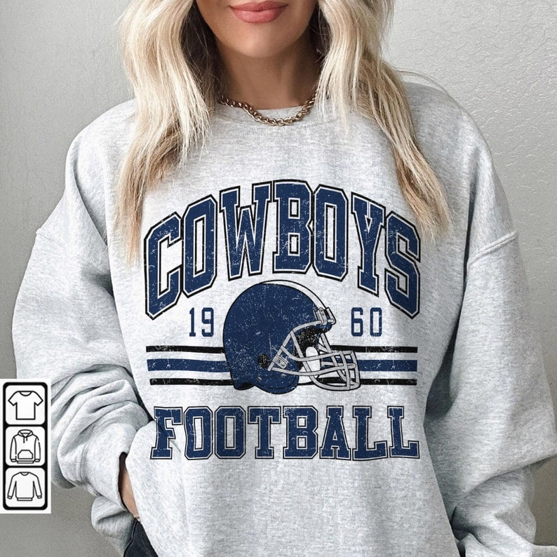 Cowboys Football Sweatshirt Vintage Unisex Crewneck T Shirt in Style Graphic Tee Gift for Football Fans Walmart