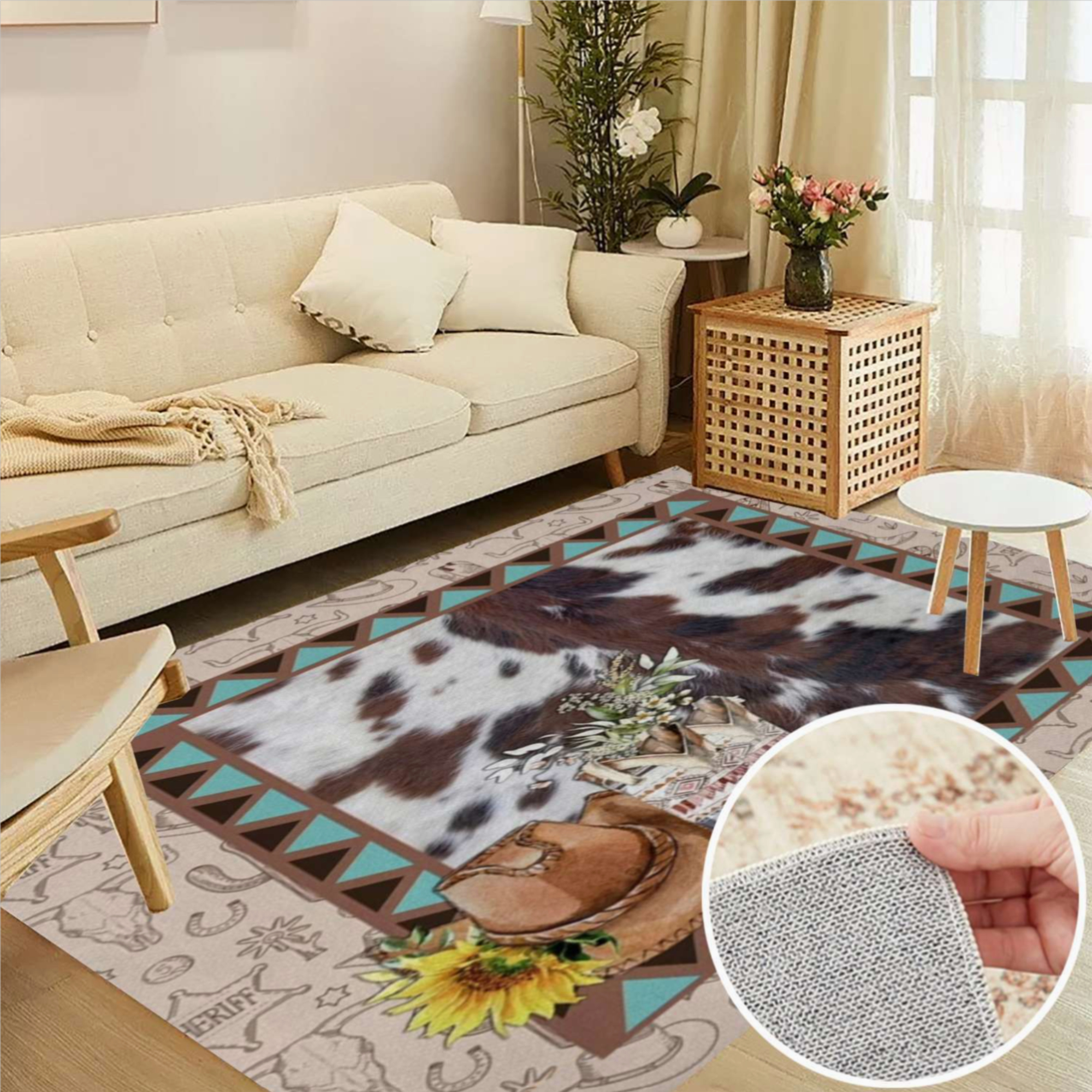 Cowboys Hat Boots Horseshoe Decorative Soft Large Area Rugs Washable ...