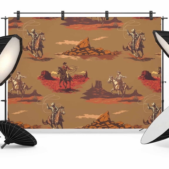 Cowboys Horses Photography Backdrop 7x5FT, Desert Ethnic Winds Brown Background Photo Backdrops, Background for Photography Studio Photo Studio Background, Back Drop for Photoshoot