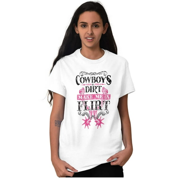 Cowboys Make Me Flirt Funny Cowgirl Women's Graphic T Shirt Tees Brisco Brands L