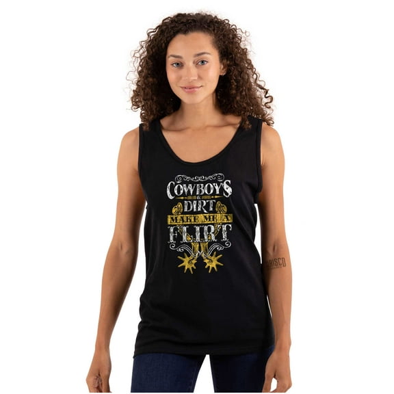 Cowboys Make Me Flirt Funny Cowgirl Womens Plus Size Graphic Tank Top Brisco Brands 2X