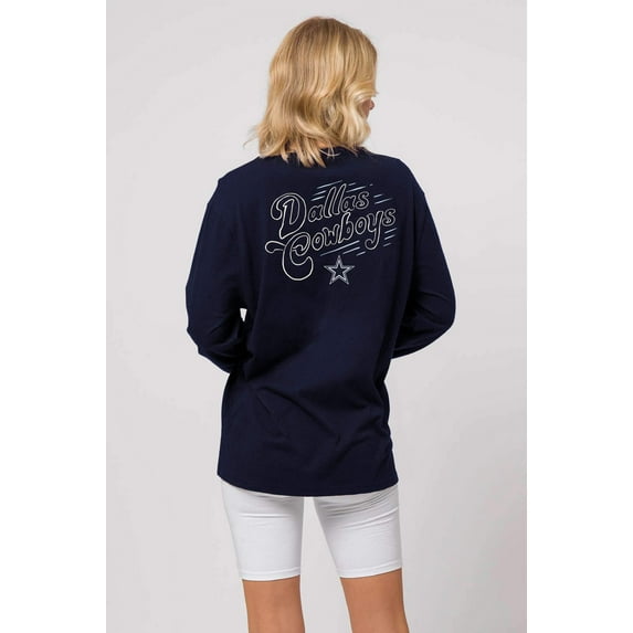 Cowboys Retro Script Long Sleeve - Navy