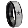 thumbnail image 1 of Cowboys Star 8MM Beveled Edge Gray And Black Tungsten Men Ring, 1 of 2