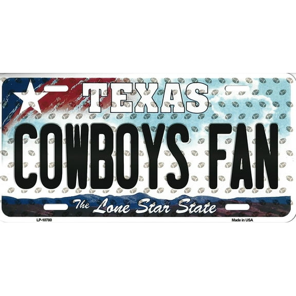 Cowboys Texas State Background Novelty Metal License Plate Tag (Cowboys Fan)