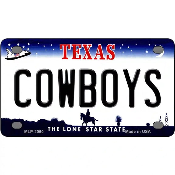 Cowboys Texas State Novelty Metal License Plate 4" x 2.2" Mini