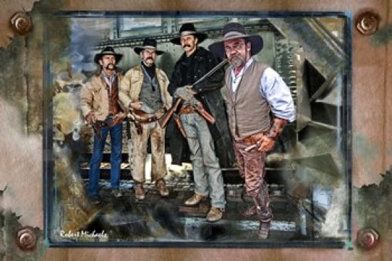 Cowboys in Williams Arizona Canvas Art - Robert Michaels (19 x 13)