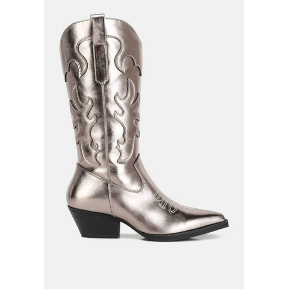 Cowby Metallic Faux Leather Cowboy Boots