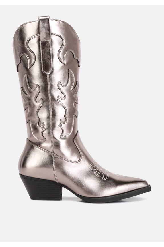 Cowby Metallic Faux Leather Cowboy Boots