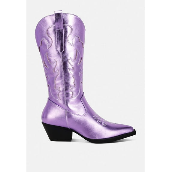 Cowby Metallic Faux Leather Cowboy Boots