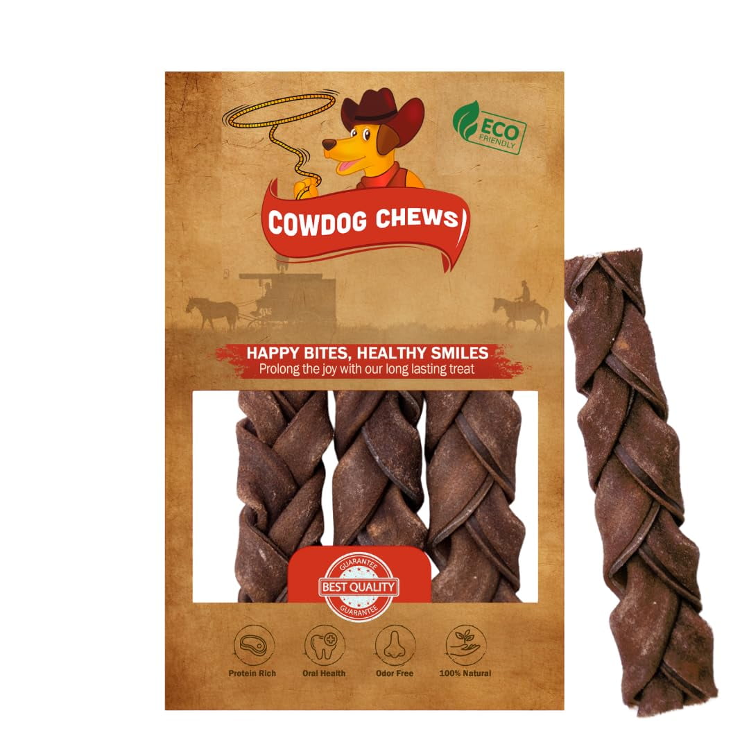 Cowdog Chews AllNatural Roasted YPF5 Collagen Braided Sticks for Dogs