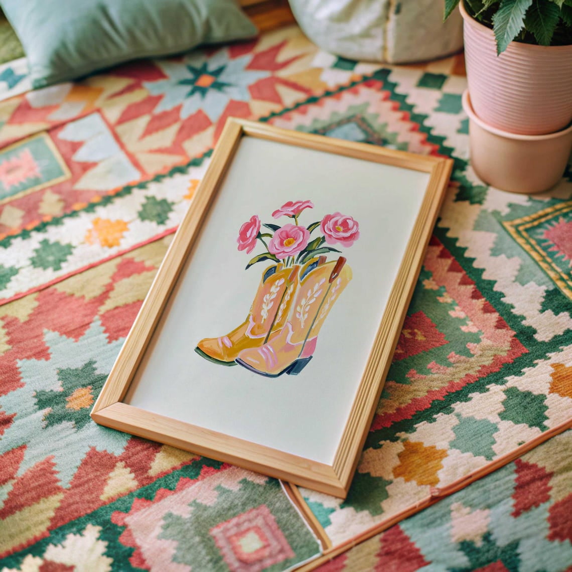 Pink Coastal Cowgirl Print Long Live Cowgirls Print Coastal Cowgirl Wall Art Boho Vintage Horse