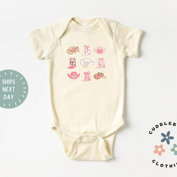 Cowgirl Baby Bodysuit, Western Coquette Cowgirl Boots and Hats Baby Romper, Farm, Country, Cute Baby, Granddaughter