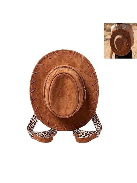 Cowgirl Backpack Hat Style Shaped, Western Style Bag, Brown, for Travel Casual Country Concert