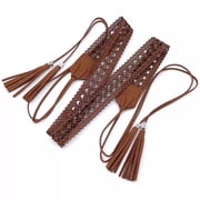 Cowgirl Belt Skinny Waistband with Tassels Y2K-Style Vintage Tie Waistband for Bands Player Country Girls