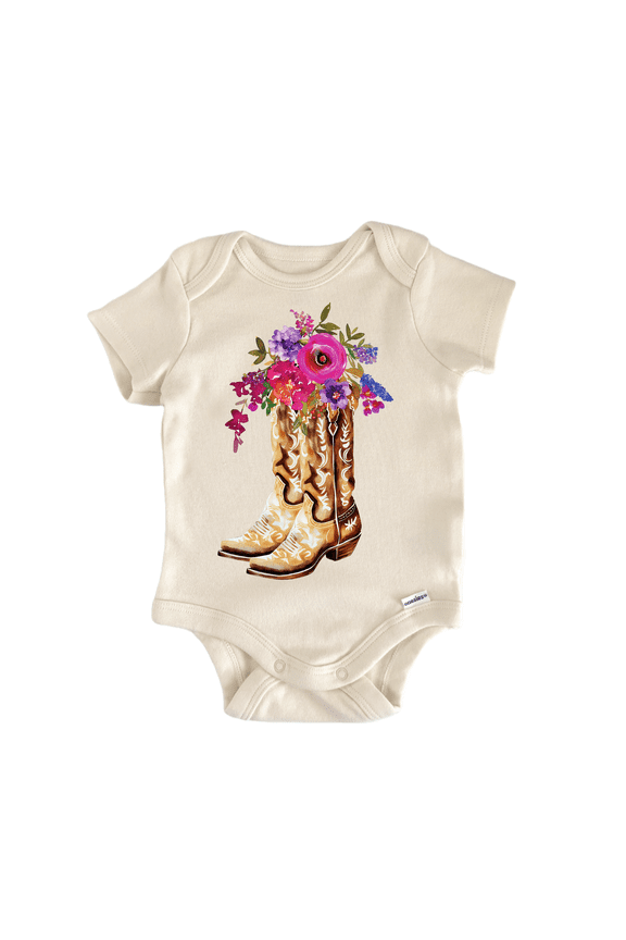 Cowgirl Birthday Boots Newborn Baby Bodysuit