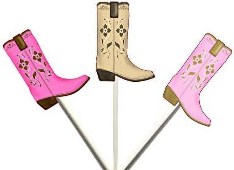 Cowgirl Boots Pink Bow Cupcake Toppers - Western Birthday Cowgirl Rodeo Cake Decorations