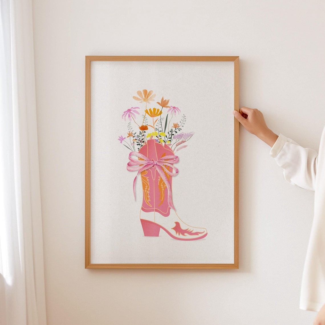Cowgirl Boot Floral Wall Art Print, Western Decor - Walmart.com