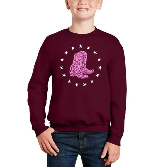 Cowgirl Boots - Boy's Word Art Crewneck Sweatshirt