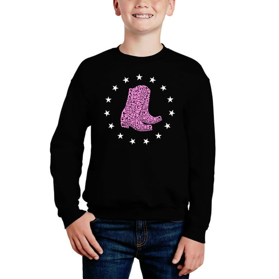 Cowgirl Boots - Boy's Word Art Crewneck Sweatshirt