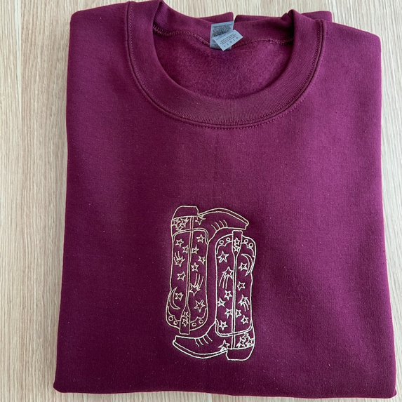 Cowgirl Boots Embroidered Sweatshirt