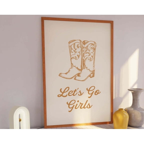 Cowgirl Boots Print, Art, Retro Tan Wall Art, Country Western Art Print, Trendy Retro Wall Art Wall Art, Modern Wall Decor, 8x12 UNFRAMED