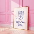 thumbnail image 1 of Cowgirl Boots Retro Blue Western Country Cowboy Home Wall Art, Unframed Canvas 16x20in, 1 of 4
