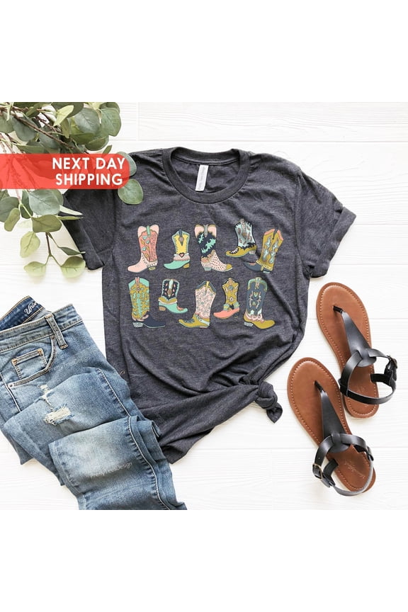 Cowgirl Boots Shirt, Country Concert Tee, Western Graphic Tee for Women, Cute Country Shirts, Cowgirl Shirt, Farm Shirt, Western Boots Shirt Tshirt All Size S-5XL