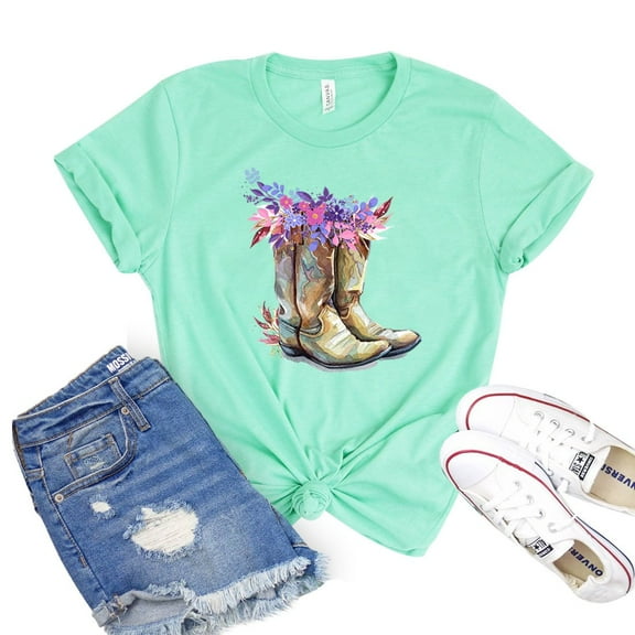Cowgirl Boots T-shirt Farm Gift Women's Western Tshirt Rodeo Tee Southern Shirt Country Shirts